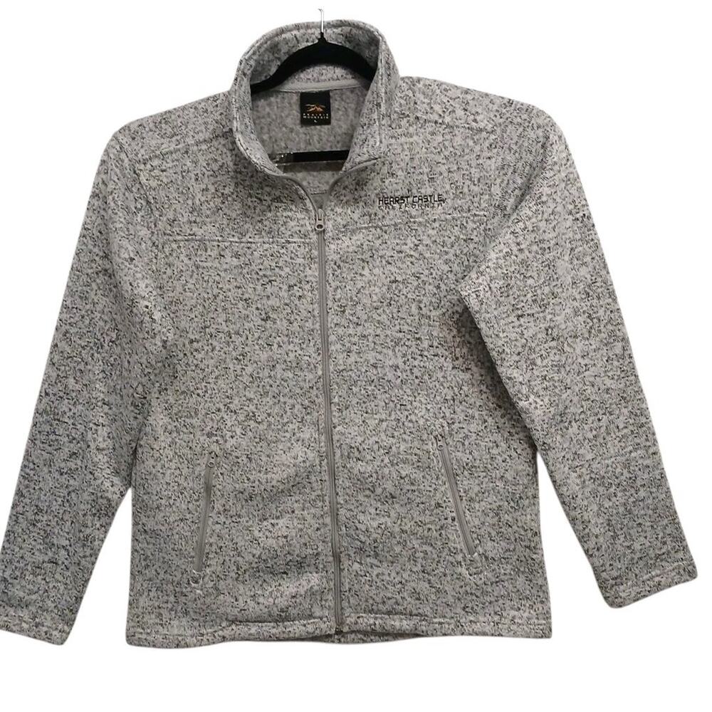 Hearst Castle‎ Logo Fleece Jacket Size Large Grey Soft Full Zip Souvenir Travel